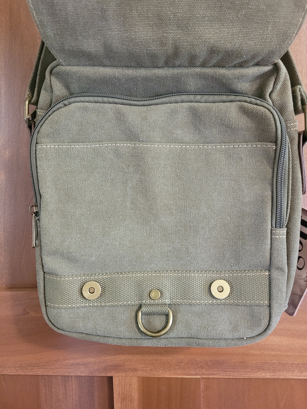 Canvas Crossbody Bag in Olive Green - Casual Everyday Carry - Picture 4 of 11